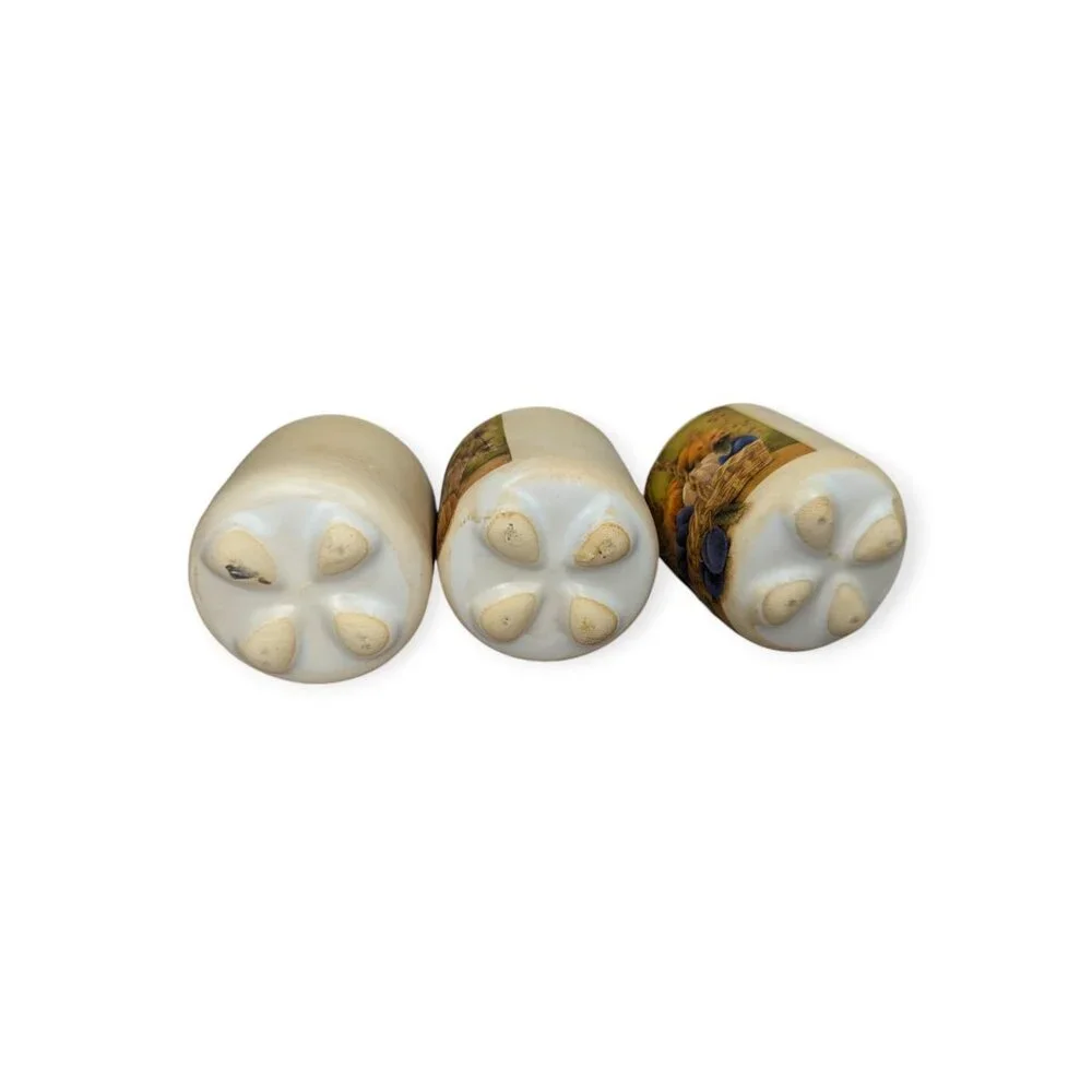 Set of 3 Ceramic Fall/Autumn Votive Sized Candle Holders with Candles Unused